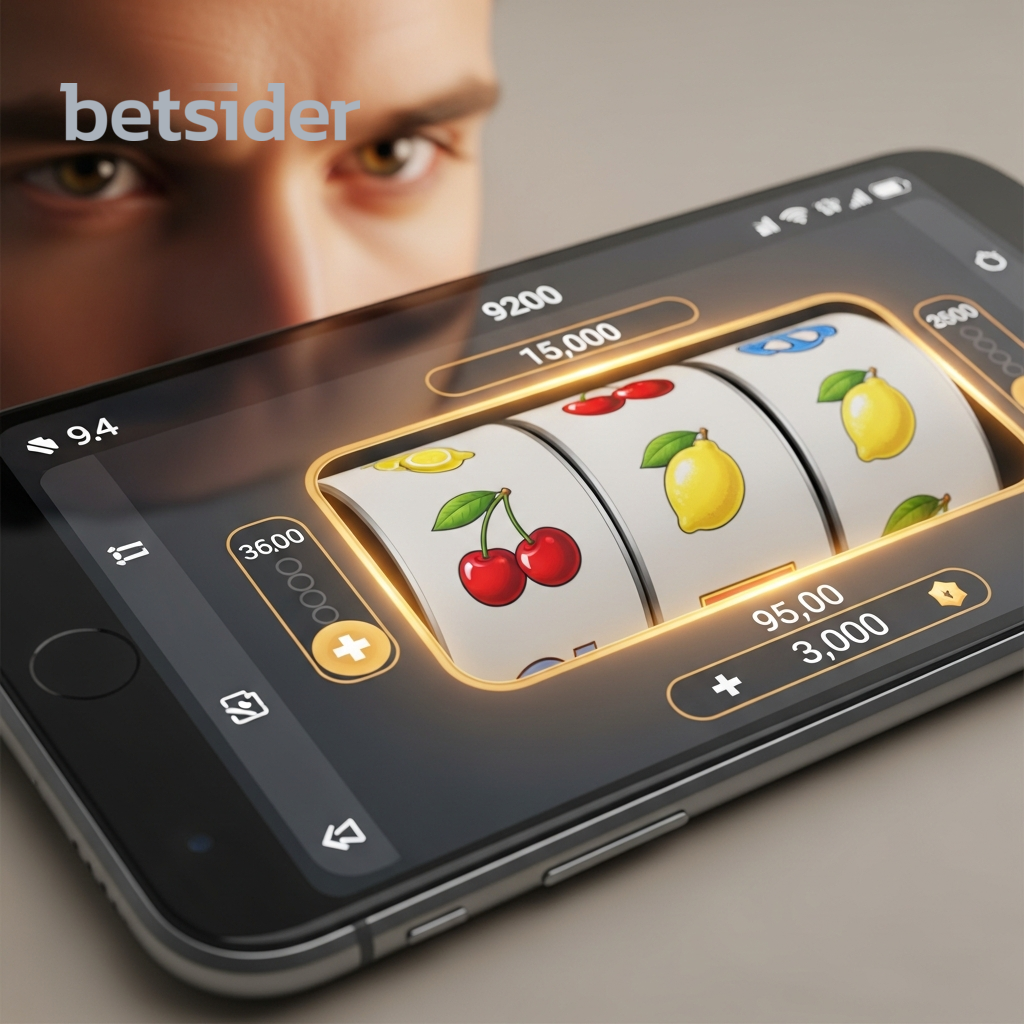 Person spielt Casino-Slots auf dem Handy